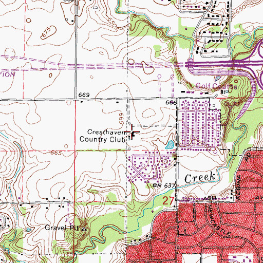 Topographic Map of Cresthaven Country Club, IL