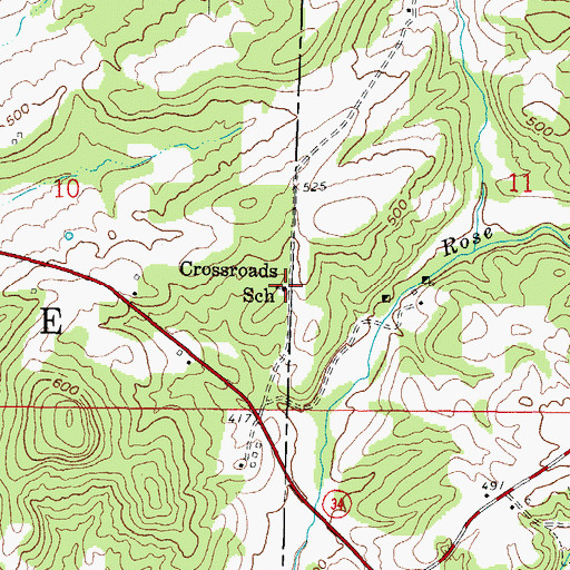 Topographic Map of Crossroads School, IL