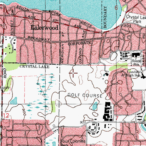 Topographic Map of Crystal Lake Country Club, IL