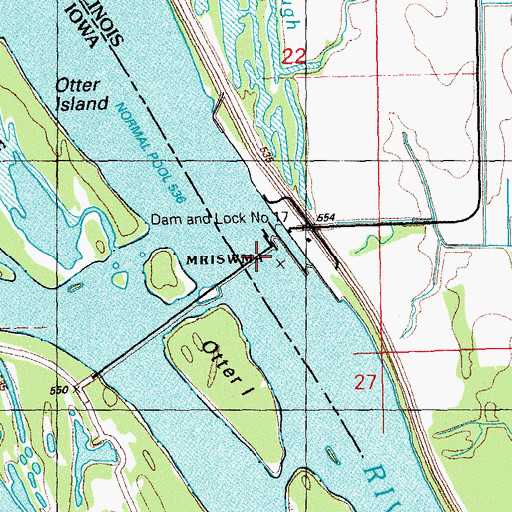 Topographic Map of Dam and Lock Number 17, IL