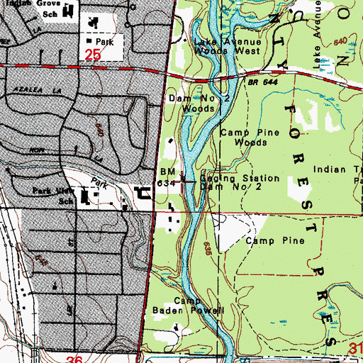 Topographic Map of Dam Number 2, IL