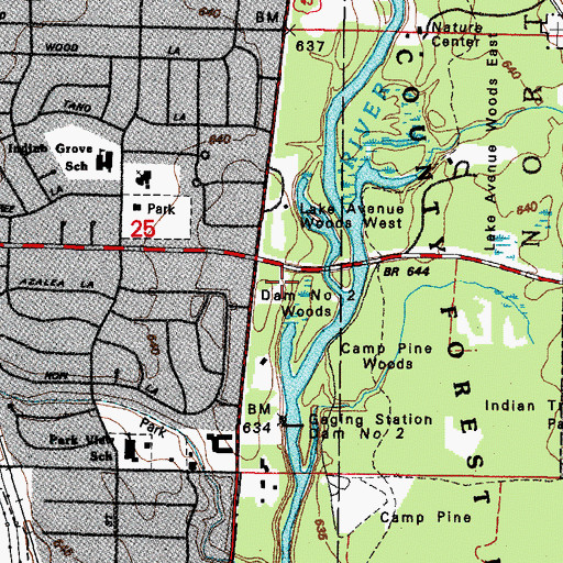 Topographic Map of Dam Number 2 Woods, IL