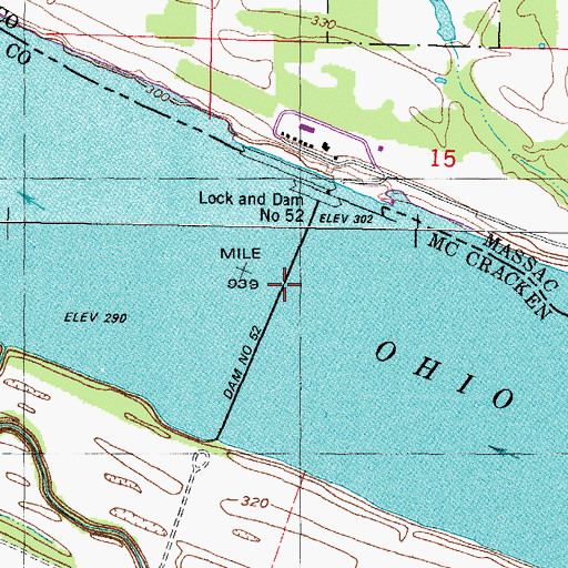 Topographic Map of Dam Number 52, IL