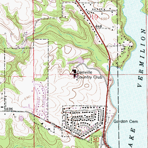 Topographic Map of Danville Country Club, IL