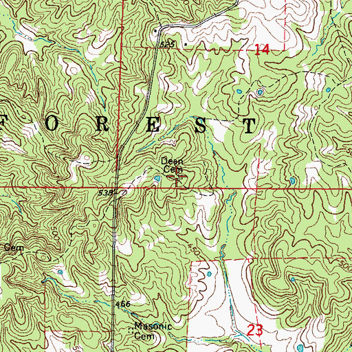 Topographic Map of Dean Cemetery, IL