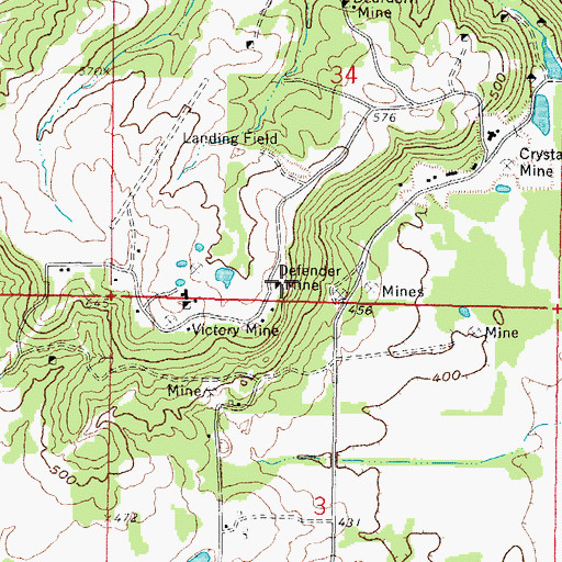 Topographic Map of Defender Mine, IL
