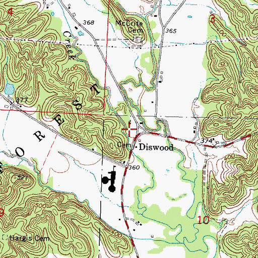 Topographic Map of Diswood, IL