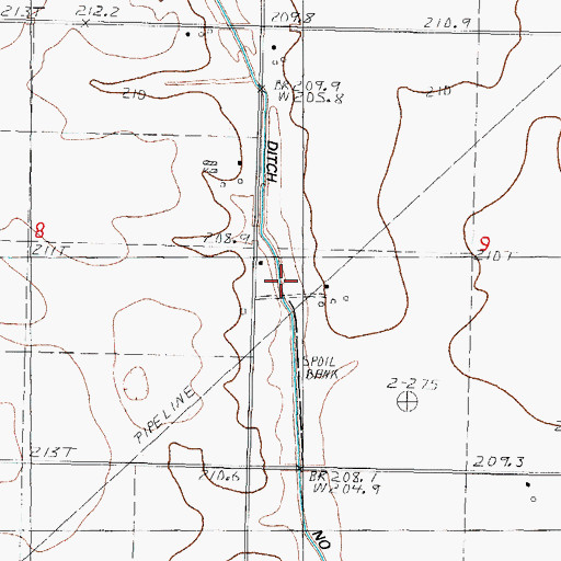 Topographic Map of Ditch Number 3, IL