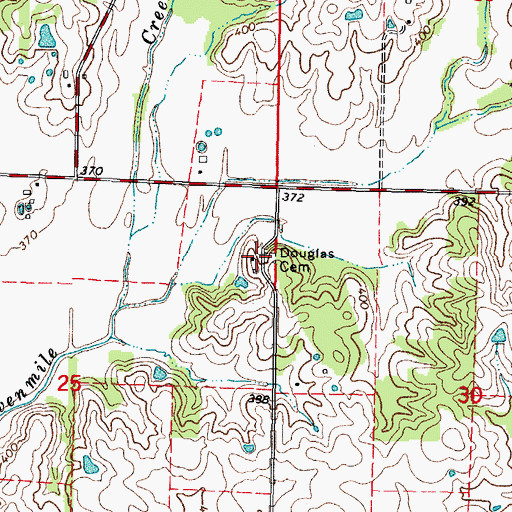 Topographic Map of Douglas Cemetery, IL