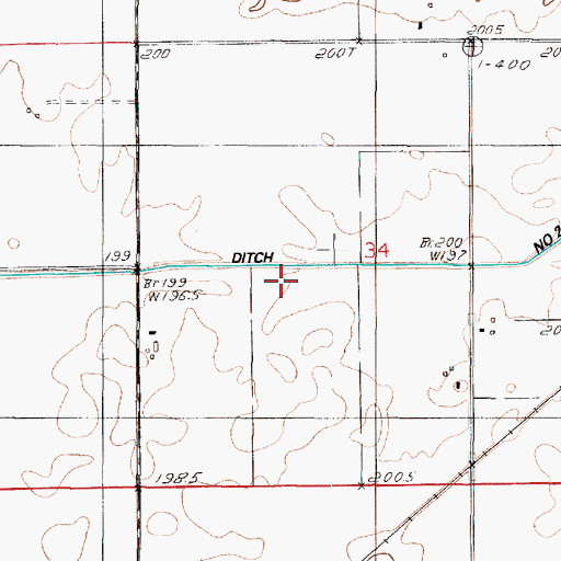 Topographic Map of Drainage Ditch Number 2, IL