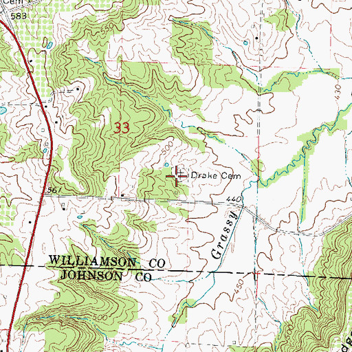 Topographic Map of Drake Cemetery, IL