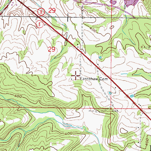Topographic Map of Earnshaw Cemetery, IL