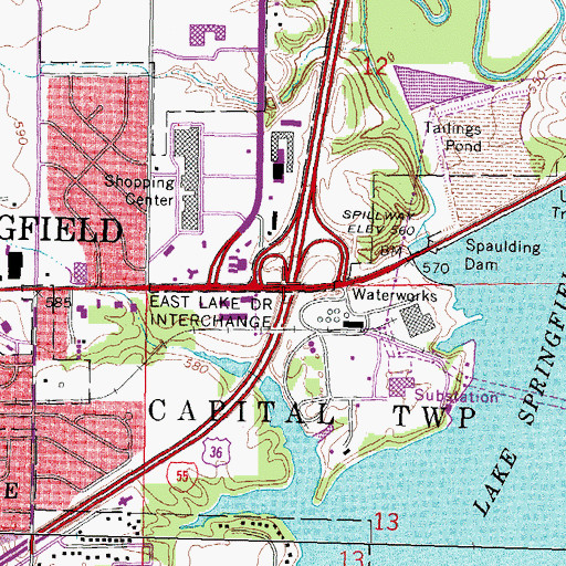 Topographic Map of East Lake Drive Interchange, IL