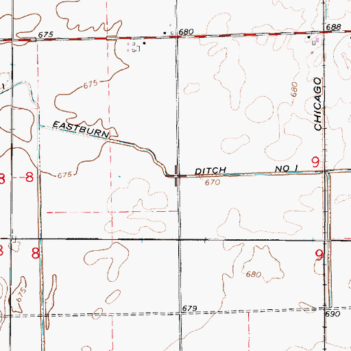 Topographic Map of Eastburn Ditch Number 1, IL