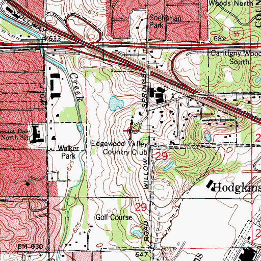 Topographic Map of Edgewood Valley Country Club, IL