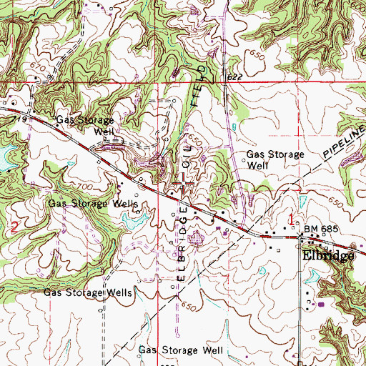 Topographic Map of Elbridge Oil Field, IL
