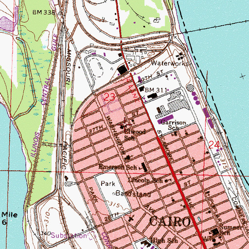 Topographic Map of Elwood School, IL