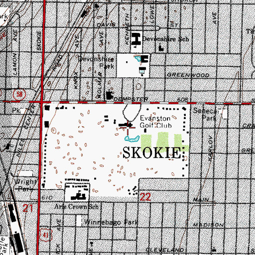 Topographic Map of Evanston Golf Club, IL