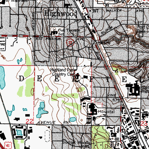 Topographic Map of Exmoor Country Club, IL