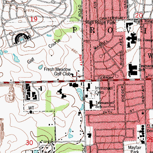 Topographic Map of Fairlawn Golf Club, IL