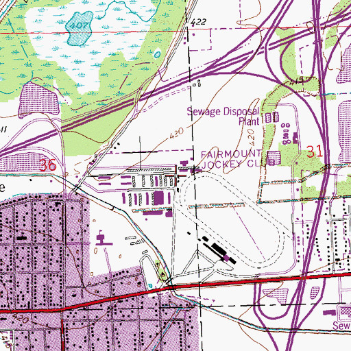Topographic Map of Fairmount Jockey Club, IL