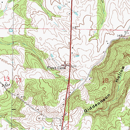 Topographic Map of Floyd Cemetery, IL
