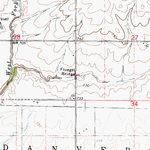 Topographic Map of Fluegel Bridge, IL
