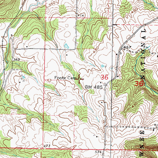 Topographic Map of Foote Cemetery, IL