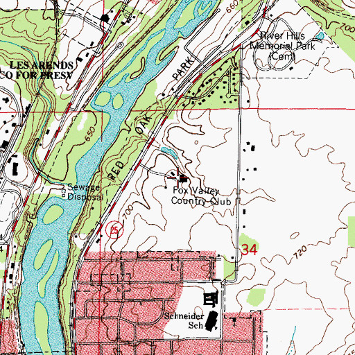 Topographic Map of Fox Valley Country Club, IL