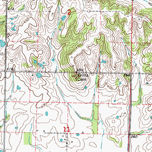 Topographic Map of Fritts Cemetery, IL