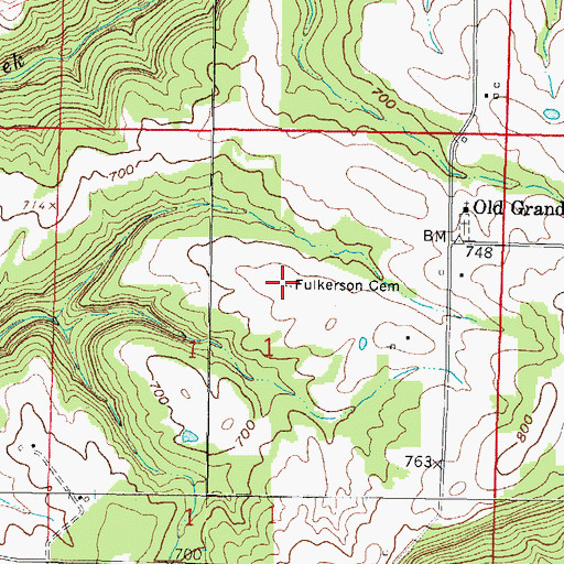 Topographic Map of Fulkerson Cemetery, IL