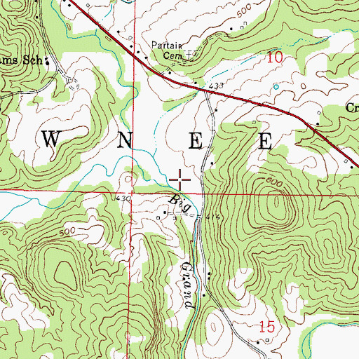 Topographic Map of Gibbons Creek, IL