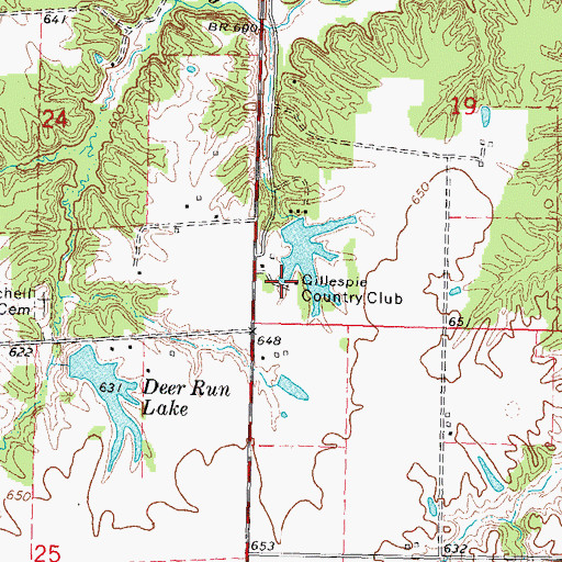Topographic Map of Gillespie Country Club, IL