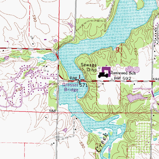 Topographic Map of Glasser Bridge, IL
