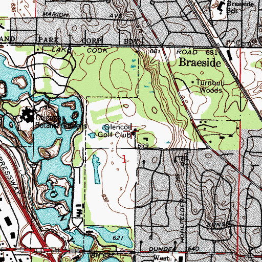 Topographic Map of Glencoe Golf Club, IL