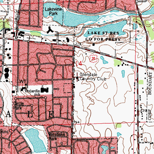 Topographic Map of Glendale Country Club, IL