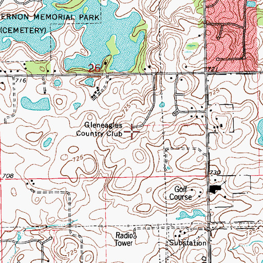 Topographic Map of Gleneagles Country Club, IL