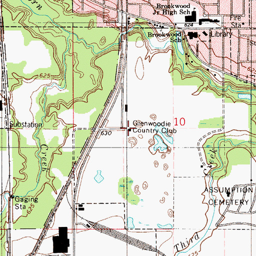 Topographic Map of Glenwoodie Country Club, IL