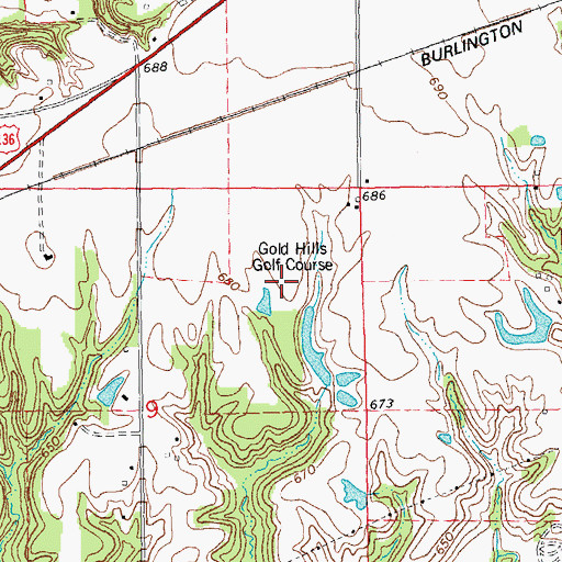 Topographic Map of Gold Hills Golf Course, IL