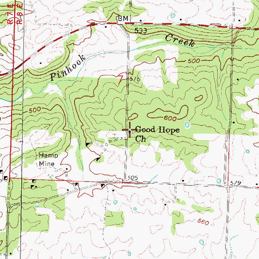 Topographic Map of Good Hope Church, IL
