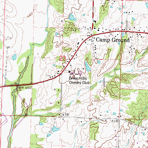 Topographic Map of Green Hills Country Club, IL