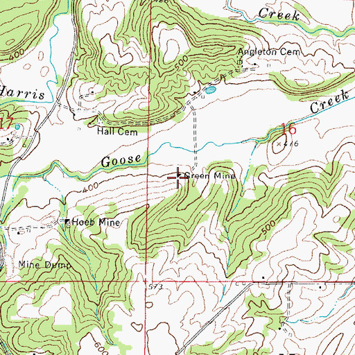 Topographic Map of Green Mine, IL