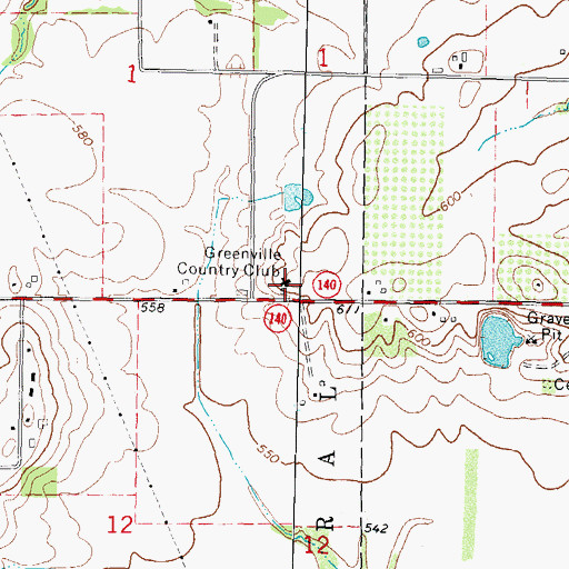 Topographic Map of Greenville Country Club, IL