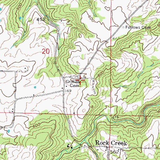 Topographic Map of Griffith Cemetery, IL