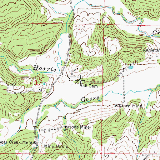 Topographic Map of Hall Cemetery, IL