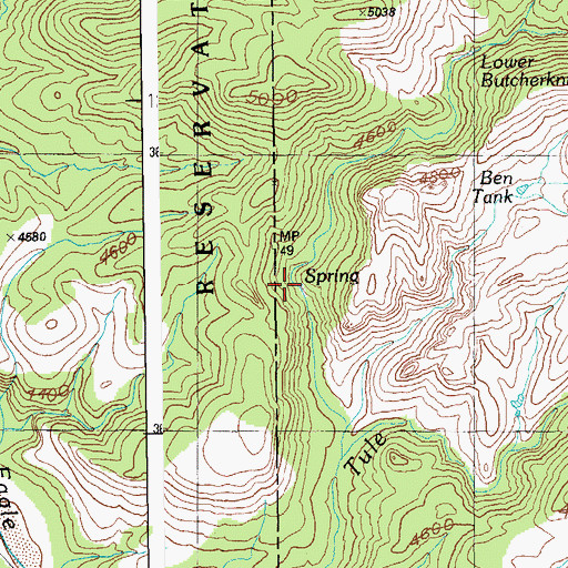 Topographic Map of Box Spring, AZ