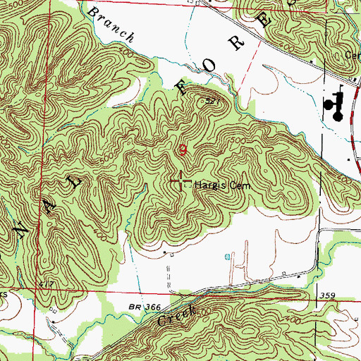 Topographic Map of Hargis Cemetery, IL