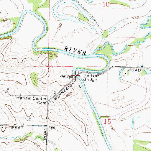 Topographic Map of Harlem Bridge, IL