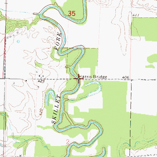 Topographic Map of Harris Bridge, IL