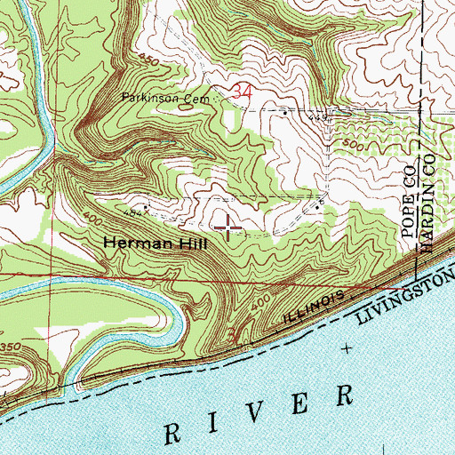 Topographic Map of Herman Hill, IL